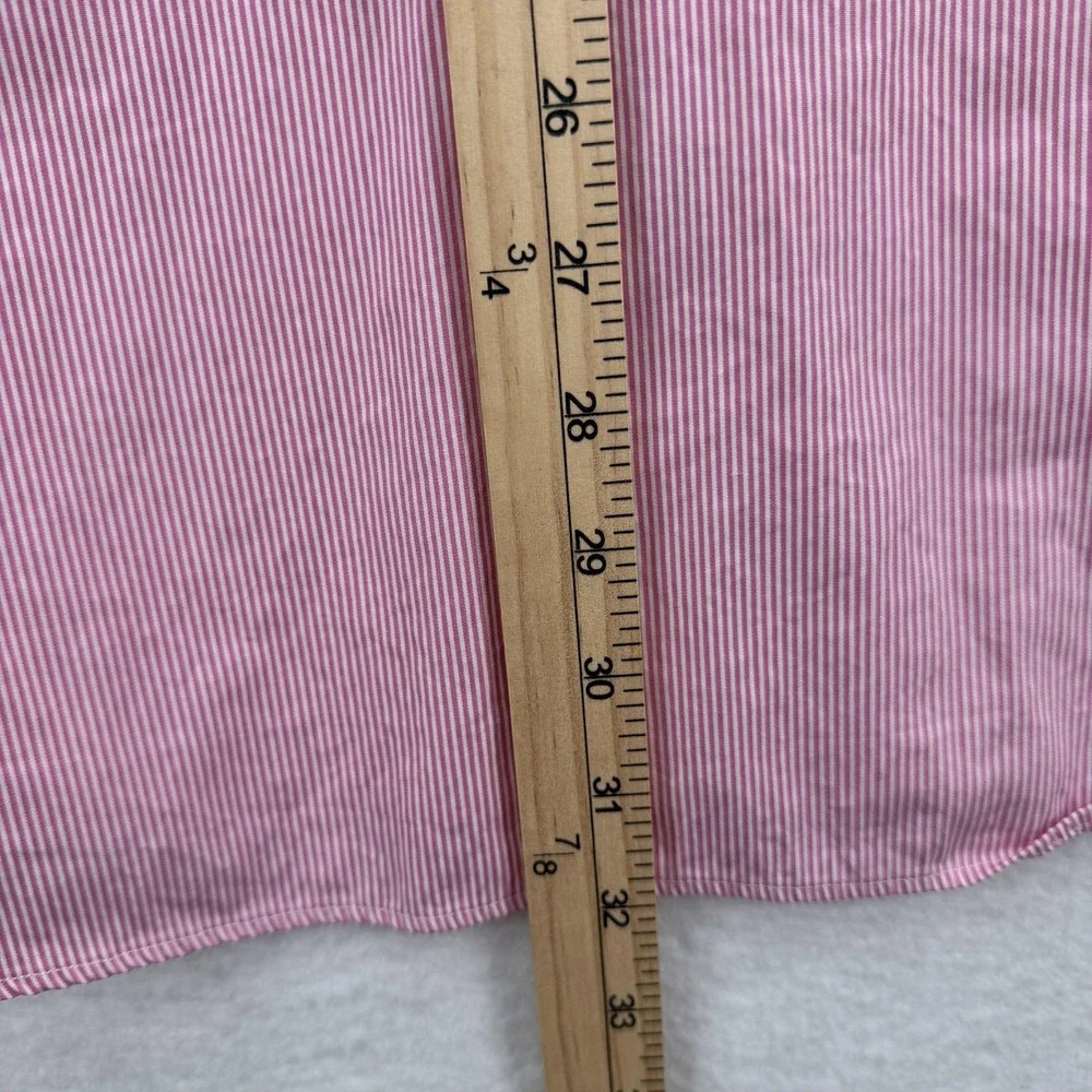 Polo Ralph Lauren Shirt Mens 16.5 32/33 Pink White‎ Stripe Long Sleeve Button Up
